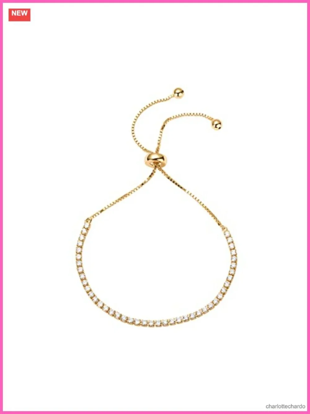 14K Gold Plated Adjustable Tennis Bracelet for Women, Cubic Zirconia Chain